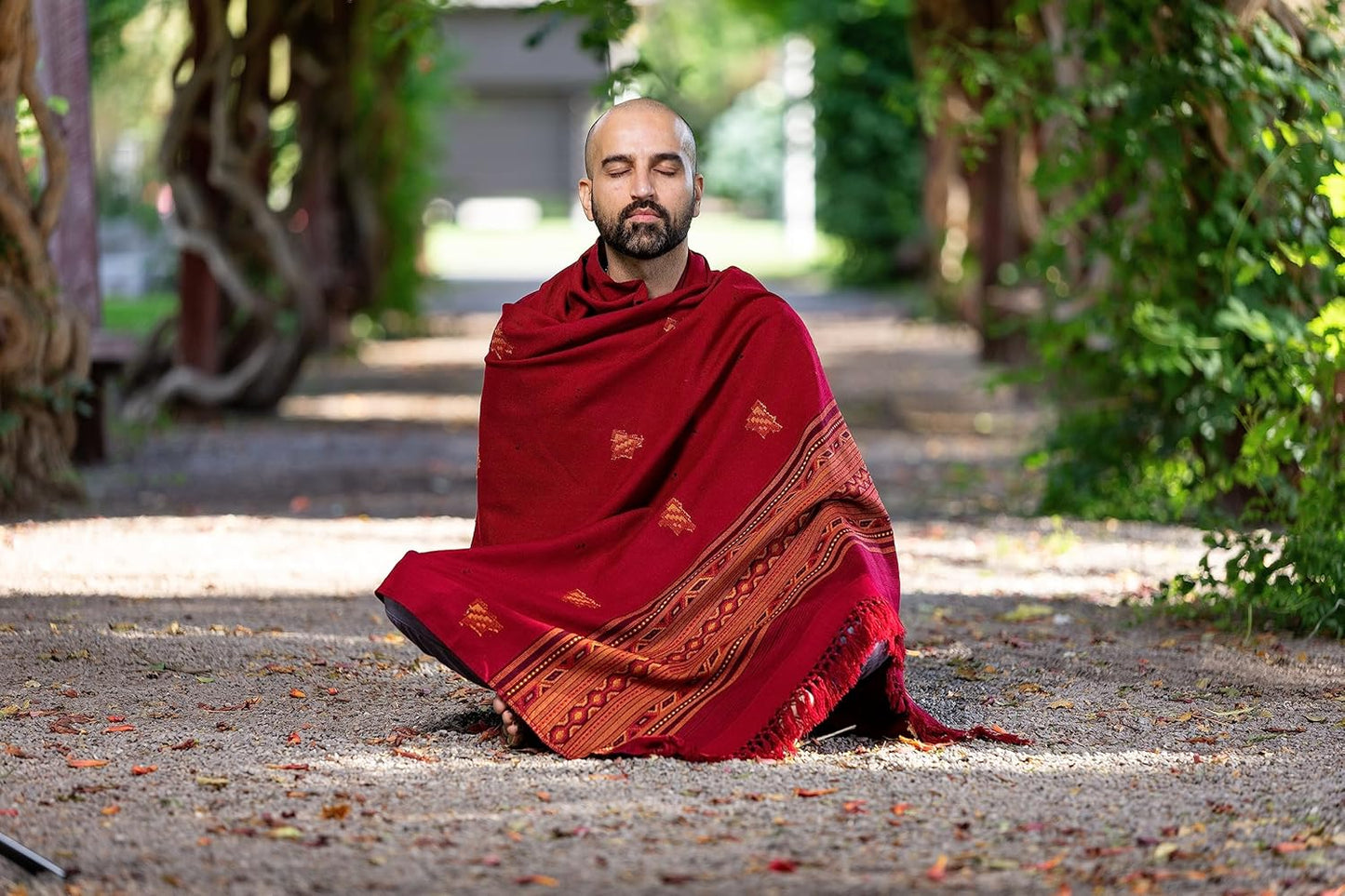 Exotic Vegan Meditation Shawl - Large Unisex Prayer Wrap, Oversize Scarf & Versatile Indian Style Blanket