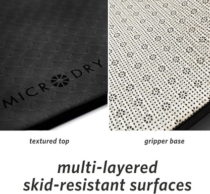 MICRODRY Deluxe Fitness Exercise Yoga Mat for Home & Gym, Extra Thick for High Impact Training, Multi Layered Skid Resistant Surface, Odor Neutralizing with Carrying Strap