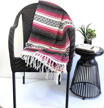 Del Mex Classic Mexican Blanket, Large Authentic Woven Falsa Throw (70"x50"), Artisan Southwest Décor for Beach, Yoga, Outdoors (Lavender)