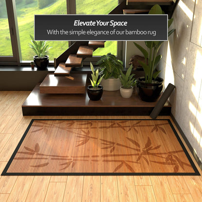 Red Lantern Bamboo Rug - Little Leaf - 4' x 6'