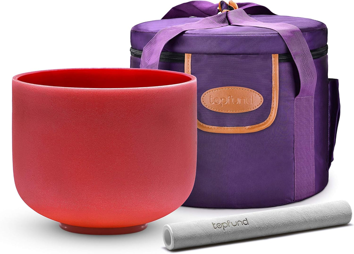 TOPFUND Pink Purple F Note Crystal Singing Bowl Heart Chakra 8 inch with Suede Mallet
