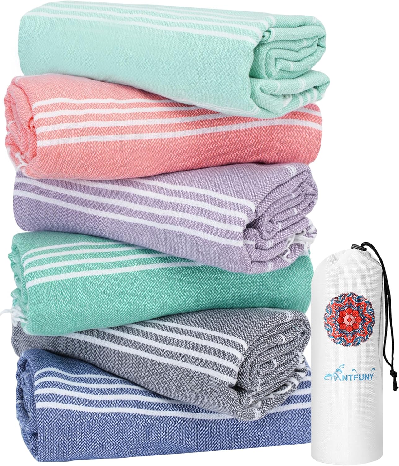 Antfuny Turkish Beach Towels Vacation Essentials Quick Dry Sand Free Oversized Bath Pool Swim Towel Extra Large XL Blanket Adult Travel Cruise Accessories Must Haves Clearance Stuff Necessities - Colors B