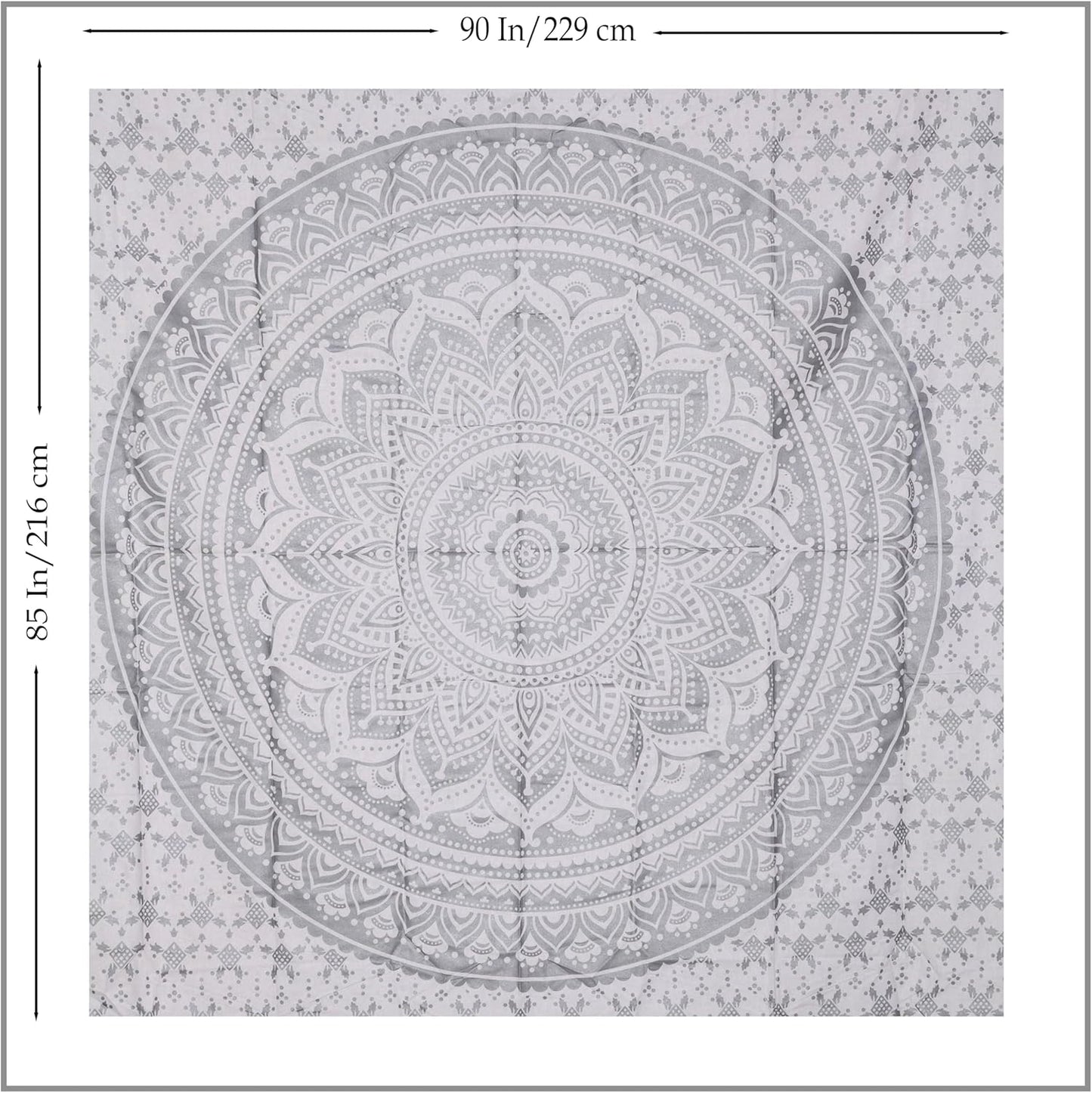 THE ART BOX Original Gold Tapestry Wall Hanging Mandala – Cotton Throw Tapestry – Boho Bedding White and Gold Medium Bedspread 54x60 Inches – Meditation & Yoga Rug Mat