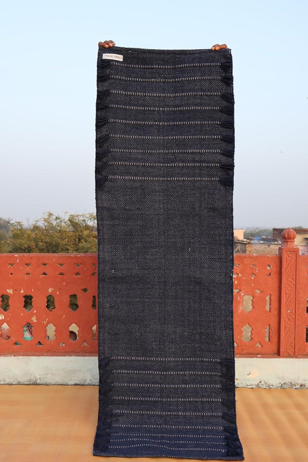 Jaipur Art & Rugs Cotton Yoga Rug - Eco-Friendly Hand-Woven Thick Mat (24”x72”x5mm) for Everyday Fitness at Home - Comfortable & Extra-Long - Colors B