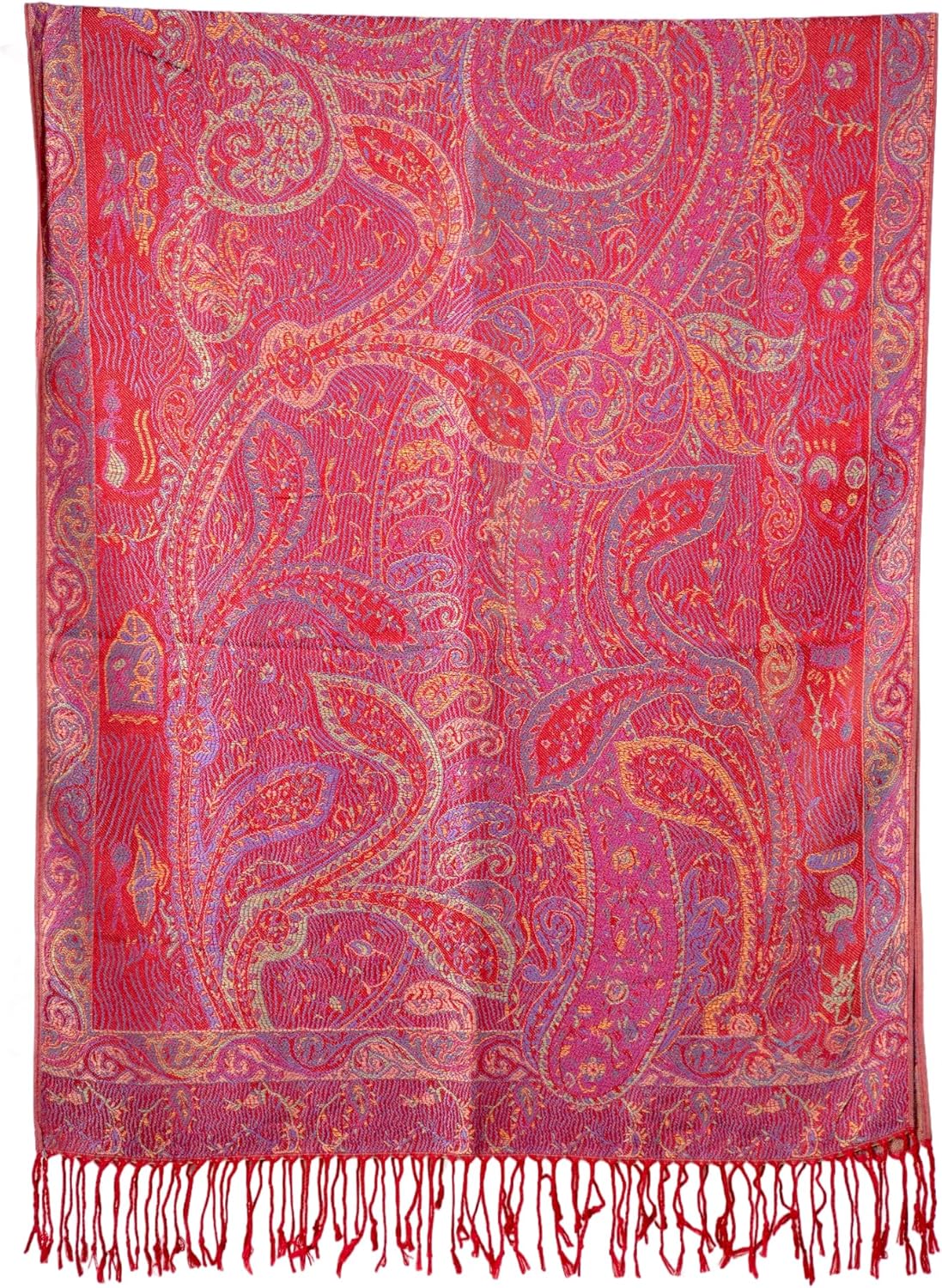 Achillea Reversible Paisley Pashmina Rave Scarf – Exotic Indian Shawls and Wraps for Evening Dresses, Festivals, All Seasons - Colors A