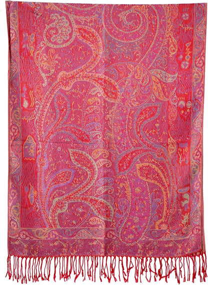 Achillea Reversible Paisley Pashmina Rave Scarf – Exotic Indian Shawls and Wraps for Evening Dresses, Festivals, All Seasons - Colors A
