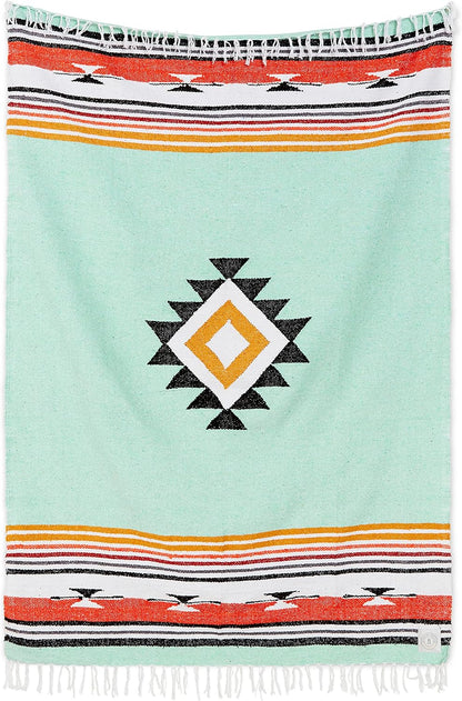 Mexican Blanket by Laguna Beach Textile Co - Beach, Yoga, Camping, or Decorative Throw Blanket - Traditional Handmade Serape (Ivory)