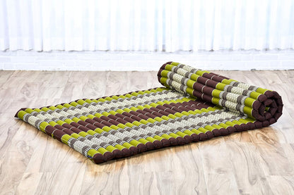 Leewadee - Kapok Roll Mat – Handcrafted Folding Sleep & Relaxation Mattress from Thailand, Ideal as Guest Bed, Camping Mat, Yoga Mat or Traditional Futon, 75 x 39 inches, Anthracite