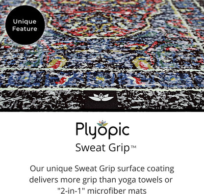 Plyopic. All In One Yoga Mat | Luxury Sweat-Grip Mat/Towel Combo | Ideal for Yoga, Hot Yoga, Bikram, Pilates, Workout & Exercise | Eco-Friendly Natural Rubber