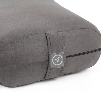 Meditation Cushion Bolster Pillow for Restorative Yoga – Supportive Cushion for Meditation, Pilates, and Relaxation – Filled with Buckwheat Hulls - Removable Cover