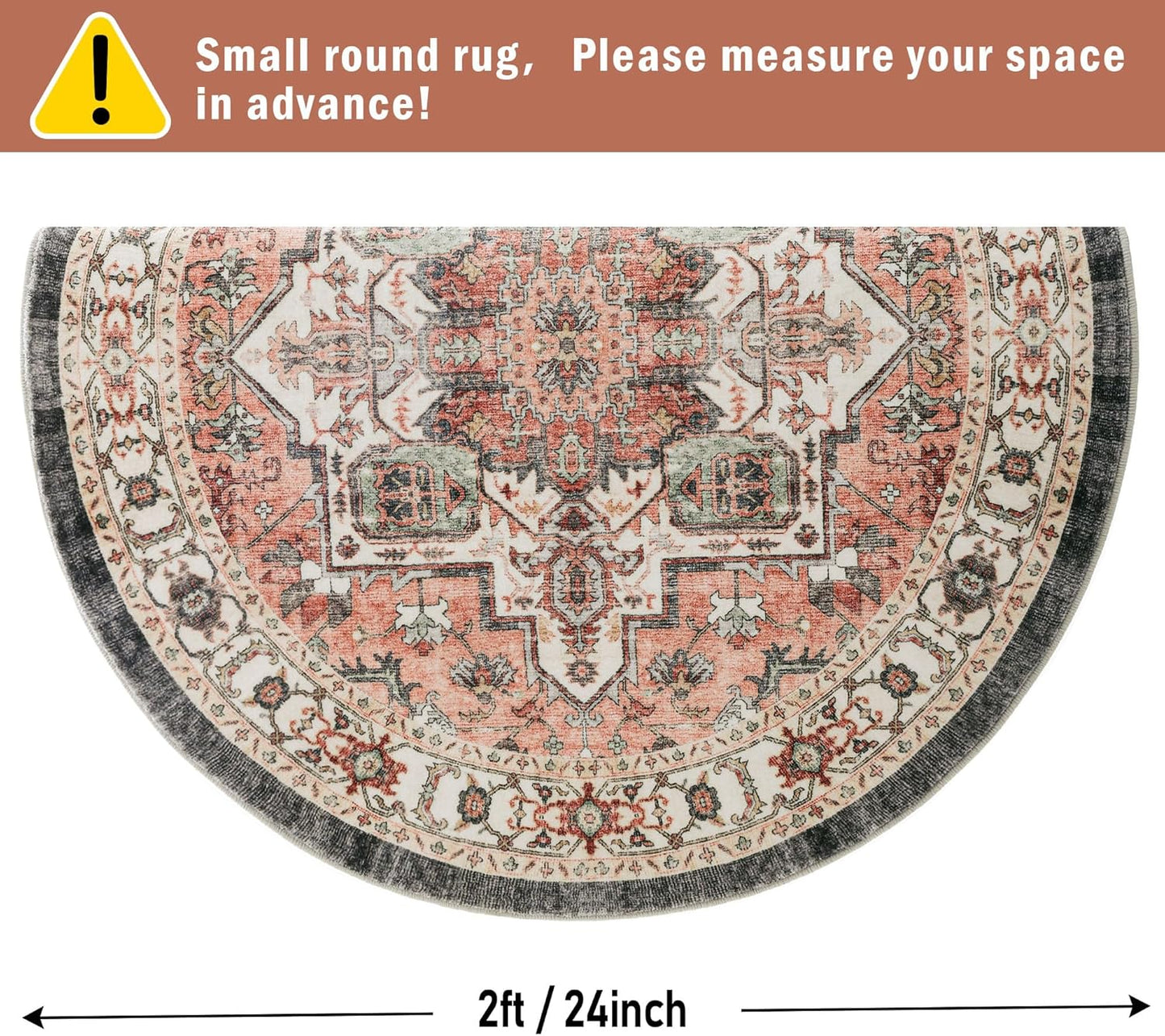 Carvapet 4ft Washable Round Rugs, Modern Abstract Circle Rug, Non Slip Rubber Backing Foldable Low Pile Carpet for Living Room Bedroom, 4ft Red/Orange Rug