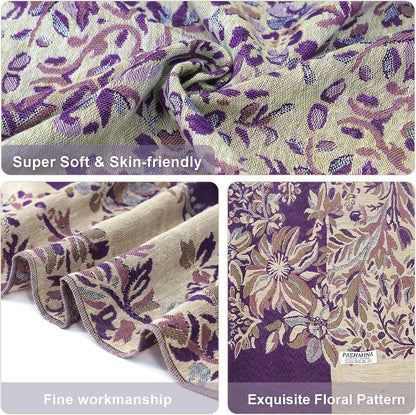 vimate Silky Paisley Pashmina Shawl Scarf-Women's Soft Double-side Jacquard Pashminas Wrap for Evening Dress Travel Shawl