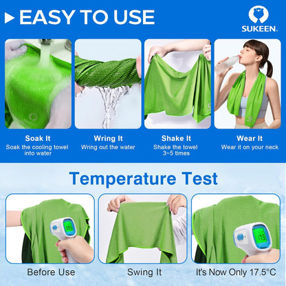Sukeen 4 Pack Cooling Towels (40"x12"), Cooling Neck Wraps, Ice Towel, Soft Breathable Chilly Towel,Microfiber Towel for Yoga,Sport,Running,Gym,Workout,Camping,Fitness,Workout & More Activities