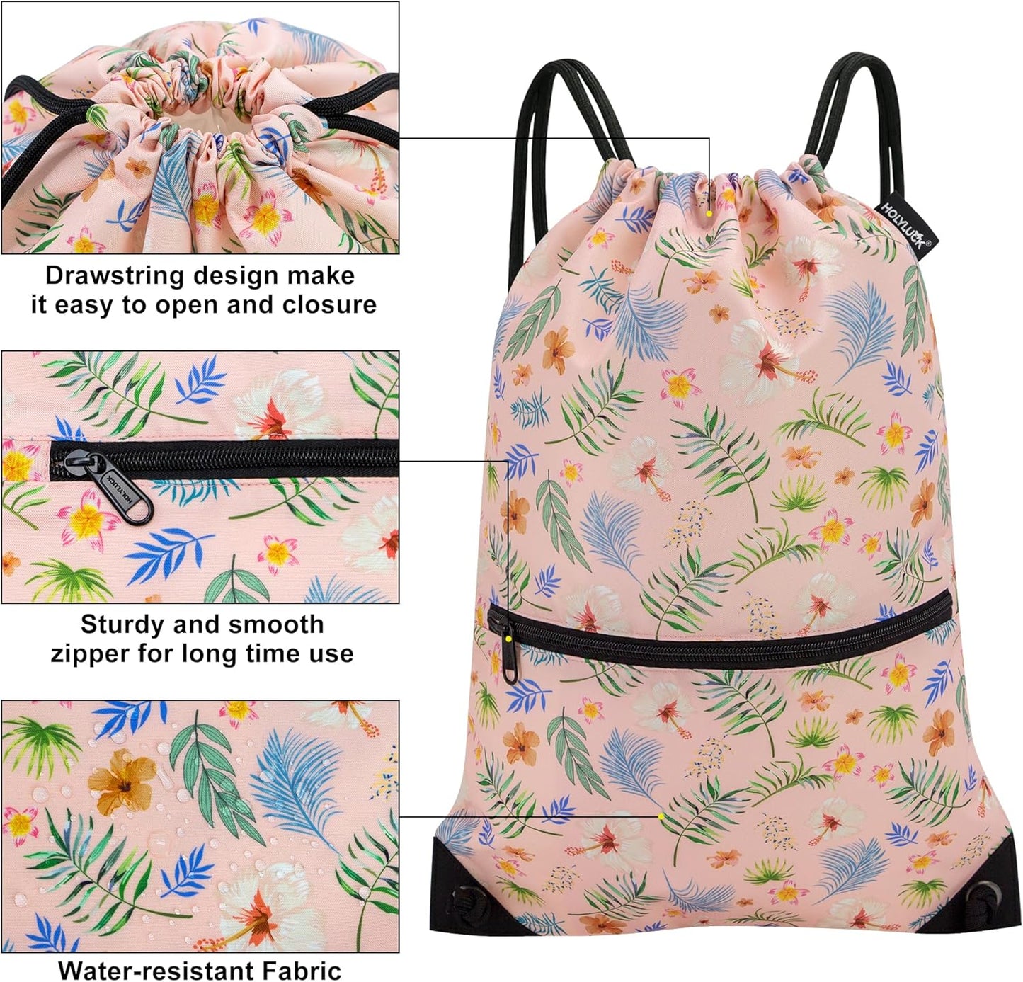 HOLYLUCK Drawstring Backpack Bag Sport Gym Sackpack - Colors A