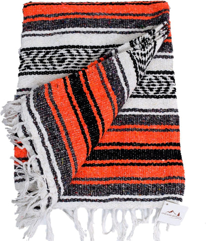 Open Road Goods Blue Mexican Blanket - Authentic Serape Falsa Blanket - Handmade