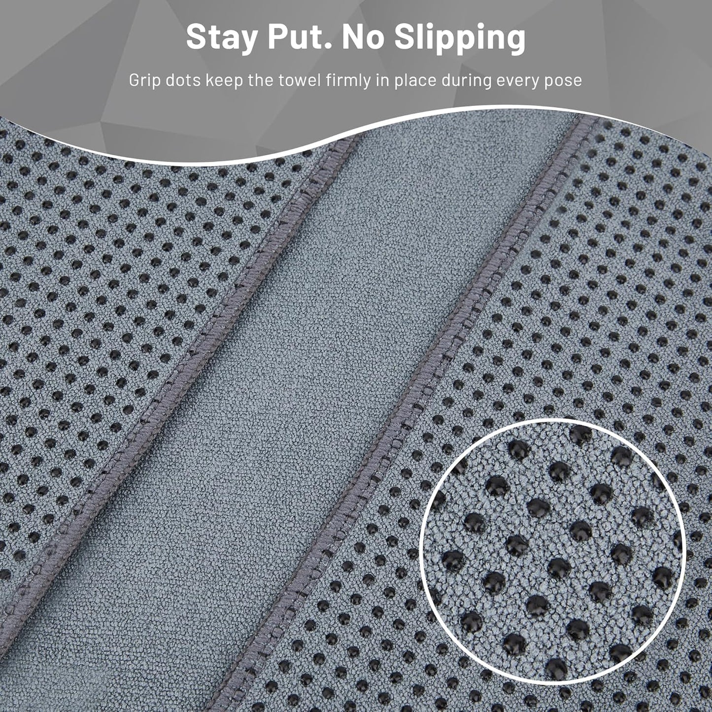 Non Slip Hot Yoga Towel with Grip Dots – Sweat Absorbent Microfiber Yoga Mat Towel for Hot Yoga, Pilates, Bikram & Fitness – 72"x24" Anti-Slip, Quick-Dry, Machine Washable