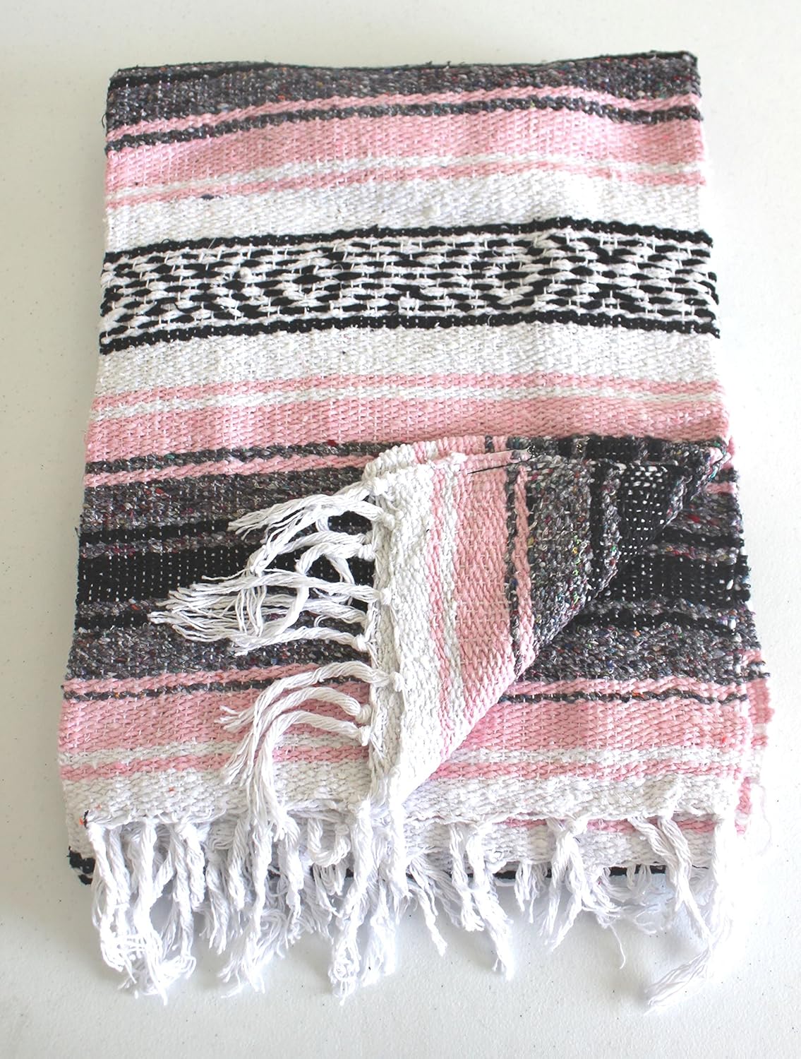 Del Mex Classic Mexican Blanket, Large Authentic Woven Falsa Throw (70"x50"), Artisan Southwest Décor for Beach, Yoga, Outdoors (Lavender)