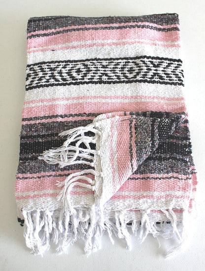 Del Mex Classic Mexican Blanket, Large Authentic Woven Falsa Throw (70"x50"), Artisan Southwest Décor for Beach, Yoga, Outdoors (Lavender)