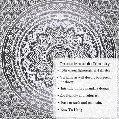 THE ART BOX Original Gold Tapestry Wall Hanging Mandala – Cotton Throw Tapestry – Boho Bedding White and Gold Medium Bedspread 54x60 Inches – Meditation & Yoga Rug Mat
