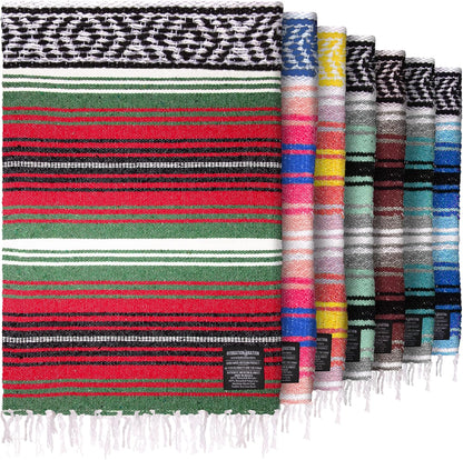 Hydration Nation Authentic Large Handwoven Mexican Blanket - Soft Yoga - Durable Serape - Lightweight Falsa, Beach, Camping, Picnic, Outdoor 70"x50" - Mandarin