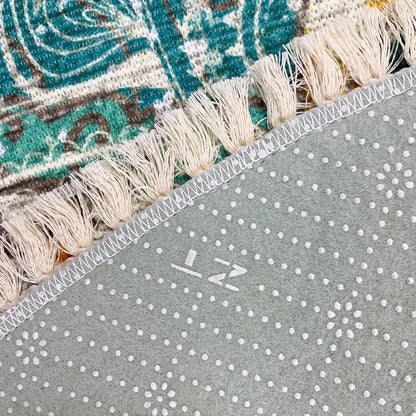 Boho Rug 5Ft Round Bedroom Carpet Circle Nonslip Farmhouse Area Rug Rustic Mandala Floor Mat for Living Room Locker Room Tassel Yoga Throw Rugs Washable Doormat, Purple