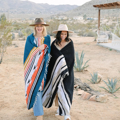 Mexican Blanket by Laguna Beach Textile Co - Beach, Yoga, Camping, or Decorative Throw Blanket - Traditional Handmade Serape (Ivory)