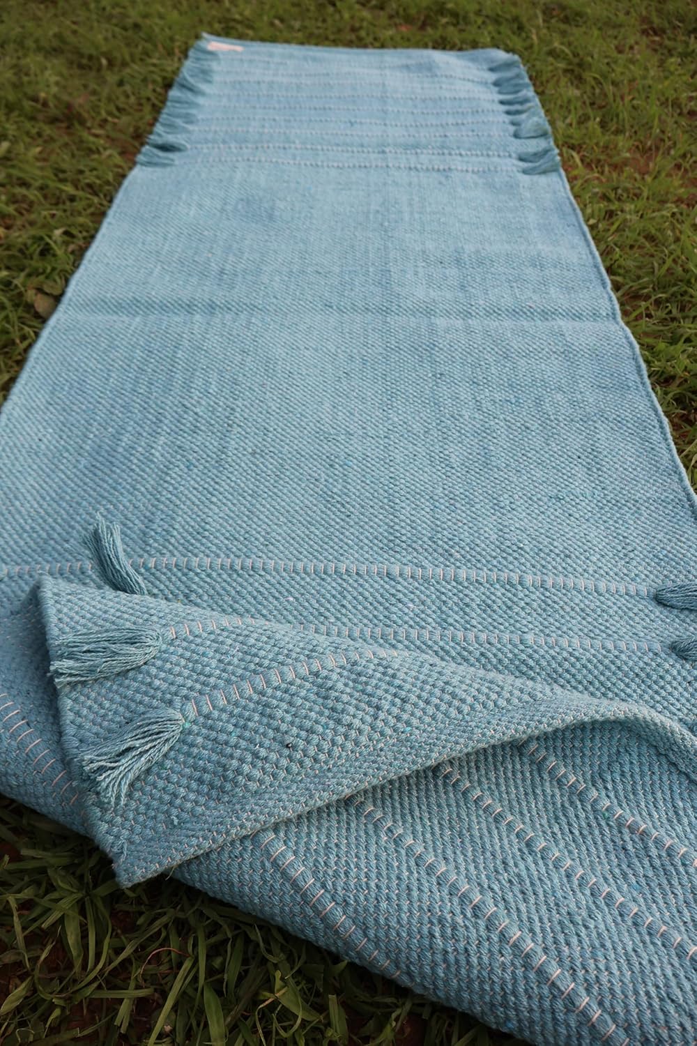 EcoComfort Cotton Yoga Mat - Hand-Woven, Extra-Thick for Ultimate Home Fitness - Durable & Stylish Yoga Rug (24”x72”x5mm)