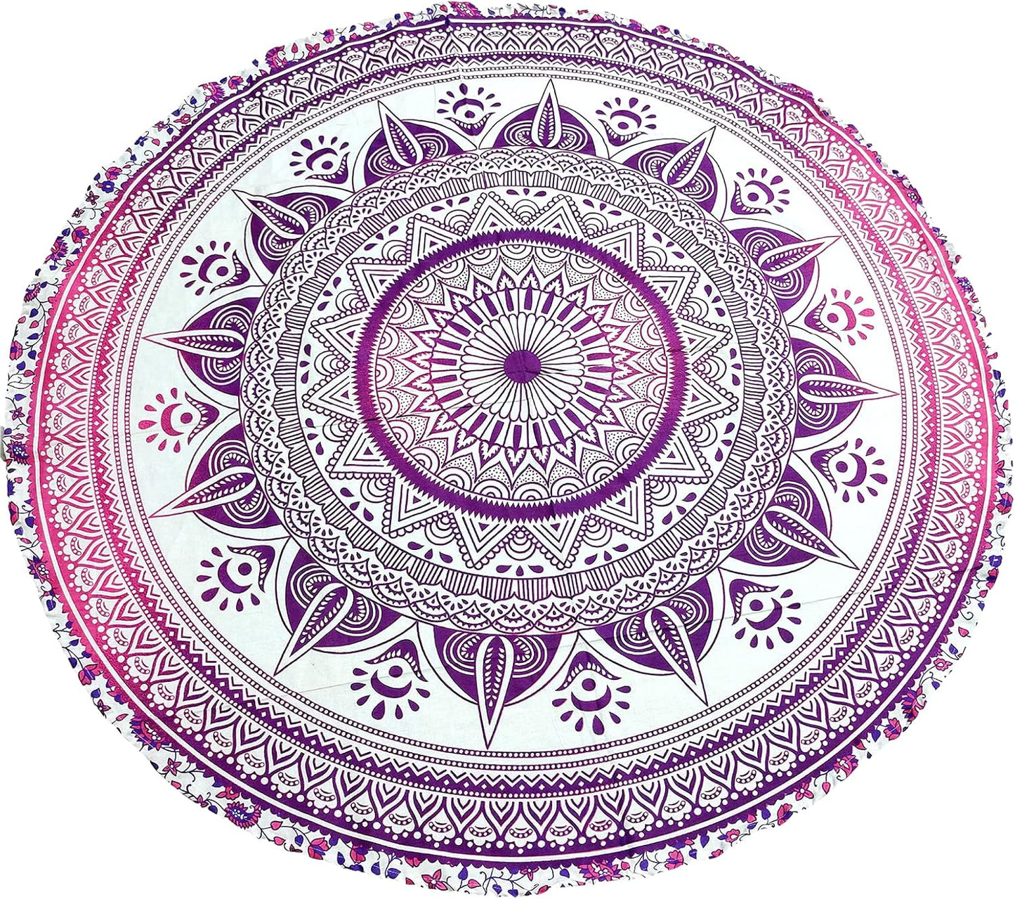 Mandala Round Beach Tapestry Boho Hippie Blanket Bohemian Large Table Cloth Home Decor Yoga Mat Meditation Picnic Rug Throw Hippy Gypsy Tablecloth Roundie (42 Inches, Orange And Blue)