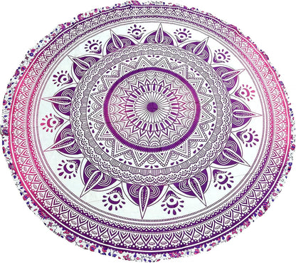 Mandala Round Beach Tapestry Boho Hippie Blanket Bohemian Large Table Cloth Home Decor Yoga Mat Meditation Picnic Rug Throw Hippy Gypsy Tablecloth Roundie (42 Inches, Orange And Blue)