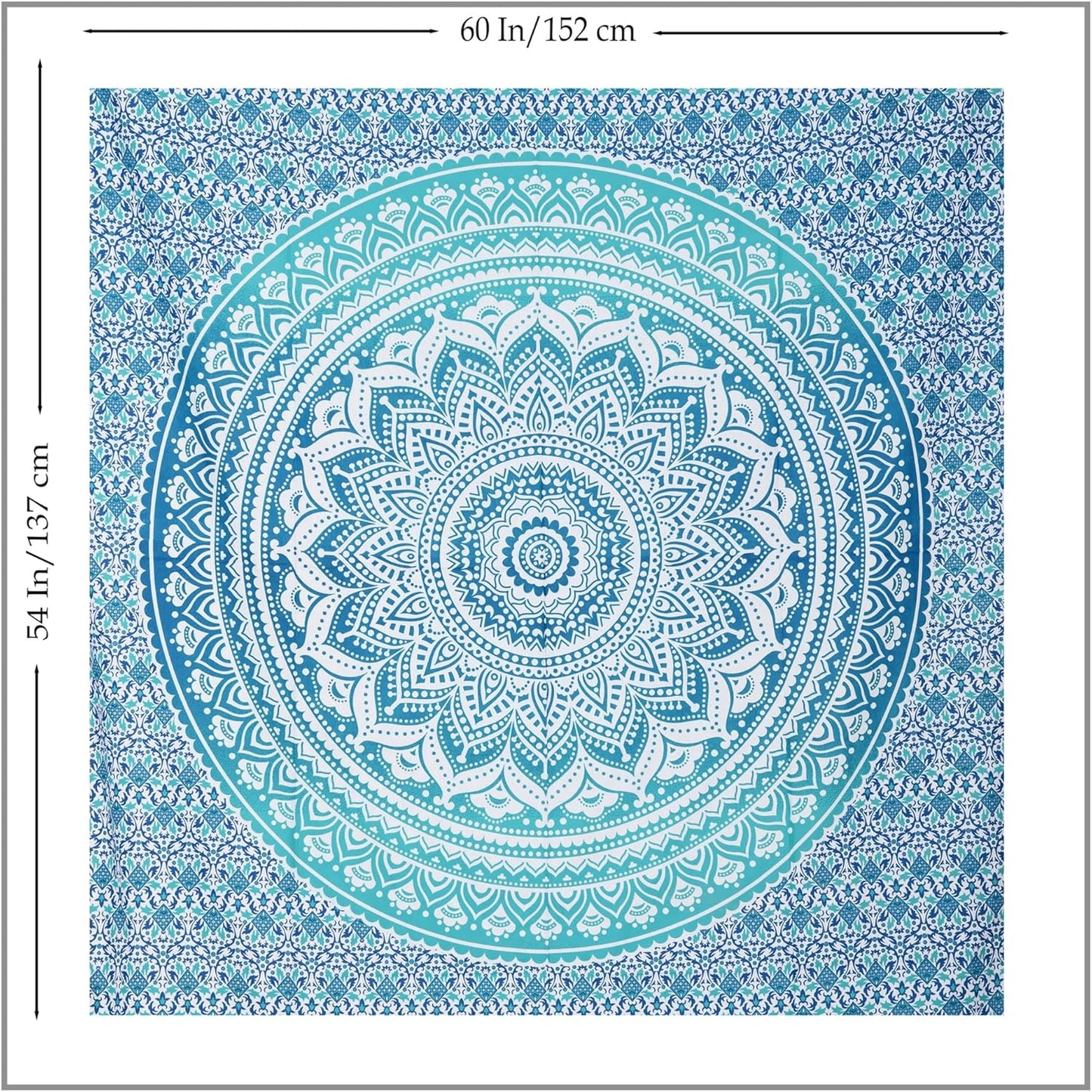 THE ART BOX Original Gold Tapestry Wall Hanging Mandala – Cotton Throw Tapestry – Boho Bedding White and Gold Medium Bedspread 54x60 Inches – Meditation & Yoga Rug Mat