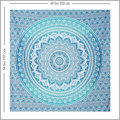 THE ART BOX Original Gold Tapestry Wall Hanging Mandala – Cotton Throw Tapestry – Boho Bedding White and Gold Medium Bedspread 54x60 Inches – Meditation & Yoga Rug Mat
