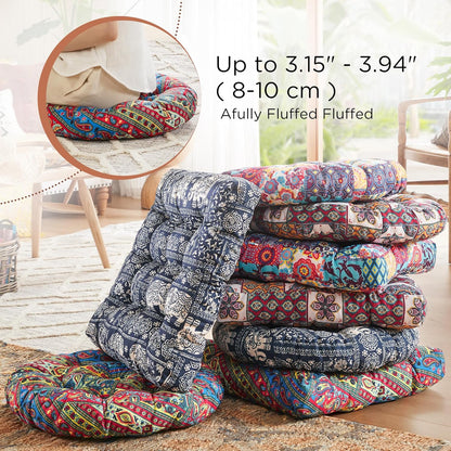 Codi Boho Floor Pillow, Large Meditation Cushion for Adults, Square Pillows Seating for Yoga Living Room Tatami Sitting Home Decor, Memory Foam Added, 22x22 Inch, Multi Patchwork