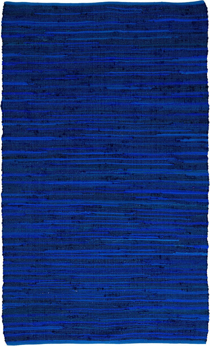 SAFAVIEH Area Rug 3x5 - Rag Rug Collection - Blue & Multi, Handmade Cotton, Boho Stripe Pattern, Ideal for Entryway, Living Room, Bedroom, Dining Space (RAR130B)