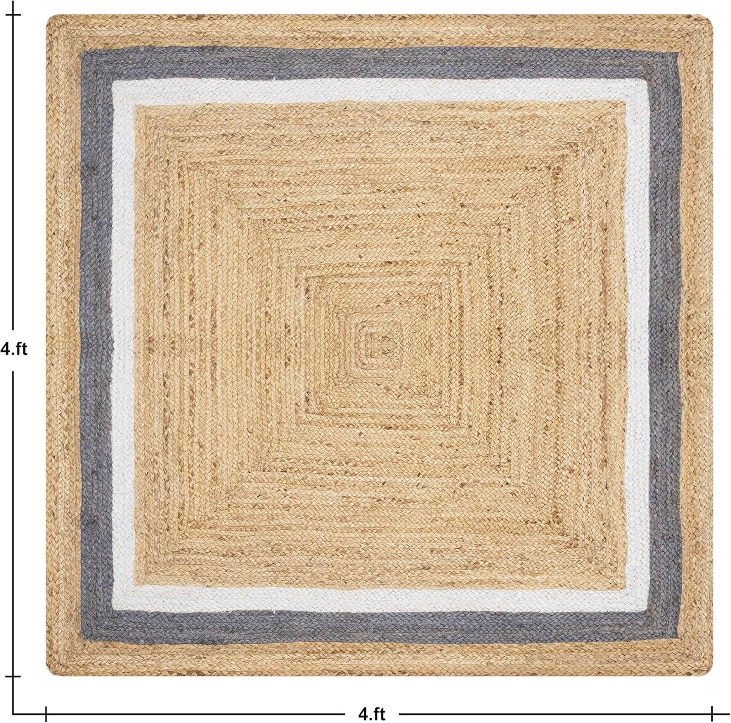 Heavy Material Hand Braided Jute 3x5 Natural Jute Beige Multi Geometric Design Hand Woven Rug Flatweave Area Carpet Indoor Outdoor Rugs for Kitchen Garden Yoga Mat - Colors B