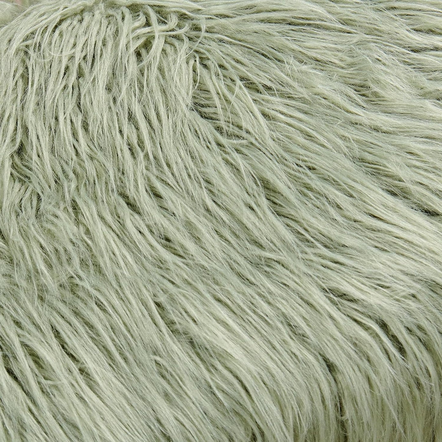 Home Soft Things Green Mongolian Faux Fur Ottoman, Desert Sage, 19'' x 13'' x 17'', Cozy Plush Fluffy Ottoman Foot Rest Stool for Living Room Bedroom Entryway Makeup Bench End of Bed Home Décor