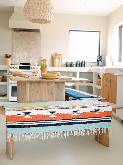 Mexican Blanket by Laguna Beach Textile Co - Beach, Yoga, Camping, or Decorative Throw Blanket - Traditional Handmade Serape (Ivory)
