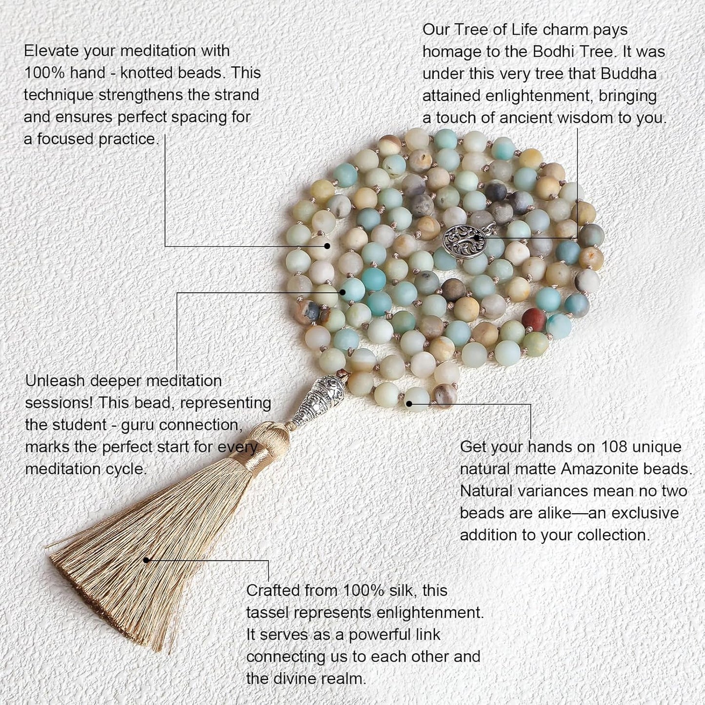 8mm 108 Mala Beads Wrap Bracelet Necklace for Yoga Charm Bracelet Natural Gemstone Jewelry for Women Men