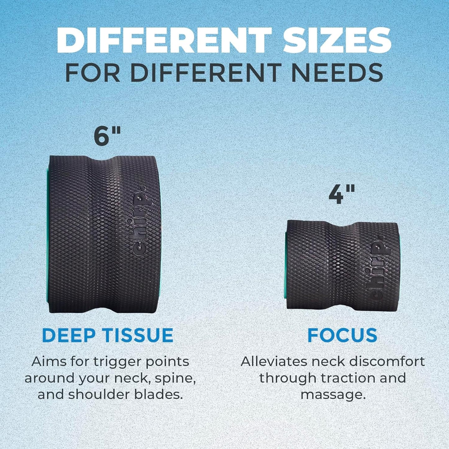 Chirp Wheel Foam Roller – Targeted Back & Neck Relief, Lumbar Spine Stretcher, Spinal Decompression Back Stretcher, Massage Roller with Density Foam for Physical Therapy, Supports 500lbs, 4-Pack Black