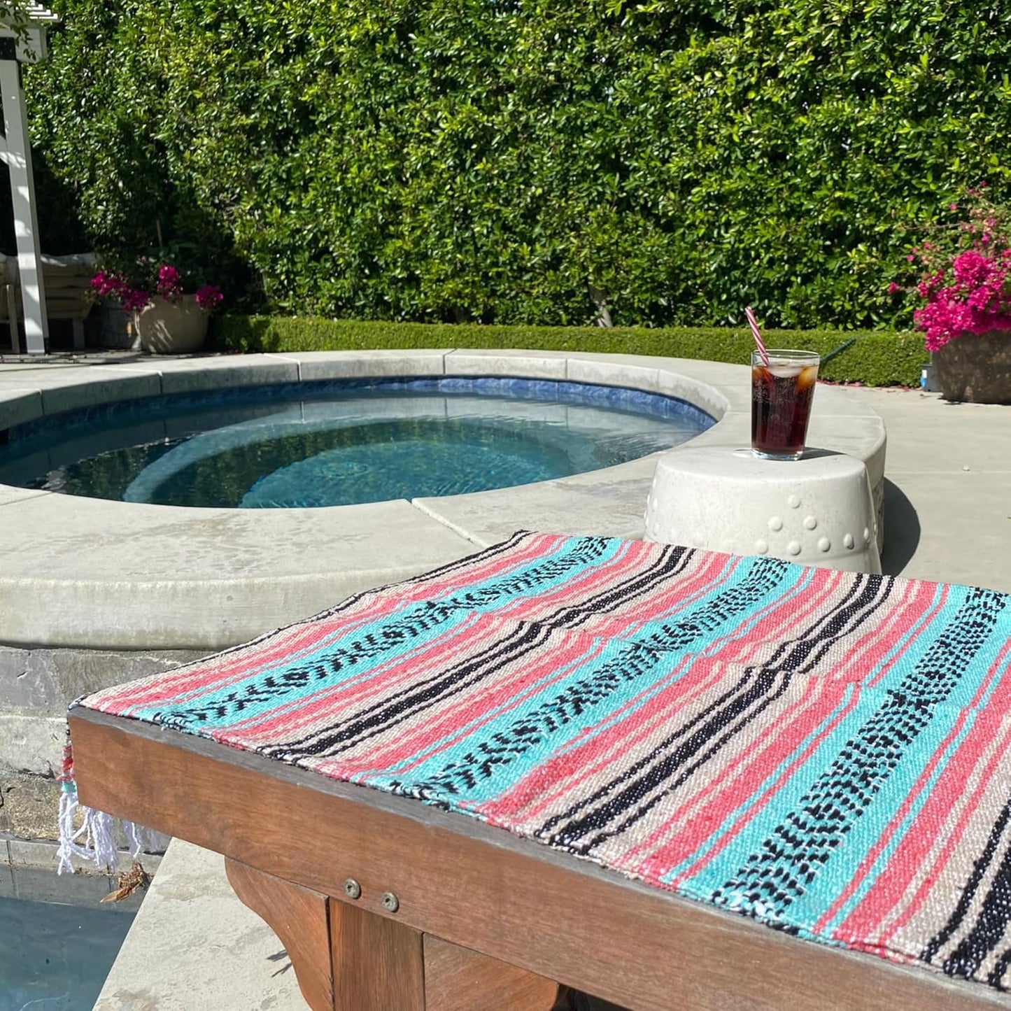 Del Mex Classic Mexican Blanket, Large Authentic Woven Falsa Throw (70"x50"), Artisan Southwest Décor for Beach, Yoga, Outdoors (Lavender)