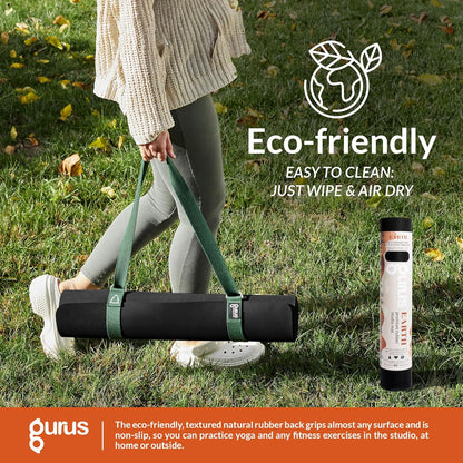 Gurus Natural Rubber Yoga Mat, Eco Friendly Earth Yoga Mat, Non Slip Yoga Rubber Mat, 72x25 Inches 5 mm Thickness