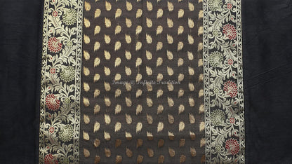 Ethnic Living Room Decorative Bolster Tube Pillow Covers Cylindrical Black Yoga Large Couch Round Cushion Cover Jacquard Brocade Silk Small Leaves Throw Pillow Case 76x38cm (30x15 inch) - 2 Pc.