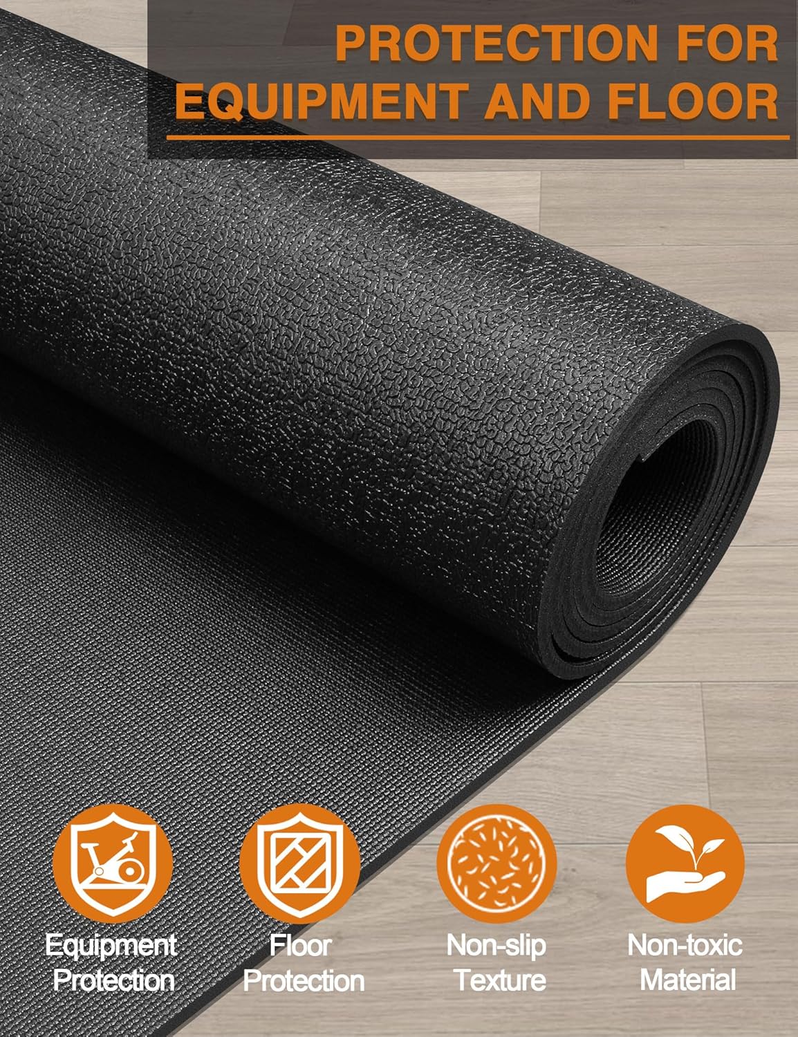 Treadmill Mat,70"x32",6mm Thickness Foldable Exercise Equipment Mat for Carpet Hardwood Floors, Compatible with Walking Pad,Spin Bike,Elliptical Trainer,Rowing Machine