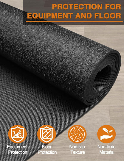 Treadmill Mat,70"x32",6mm Thickness Foldable Exercise Equipment Mat for Carpet Hardwood Floors, Compatible with Walking Pad,Spin Bike,Elliptical Trainer,Rowing Machine