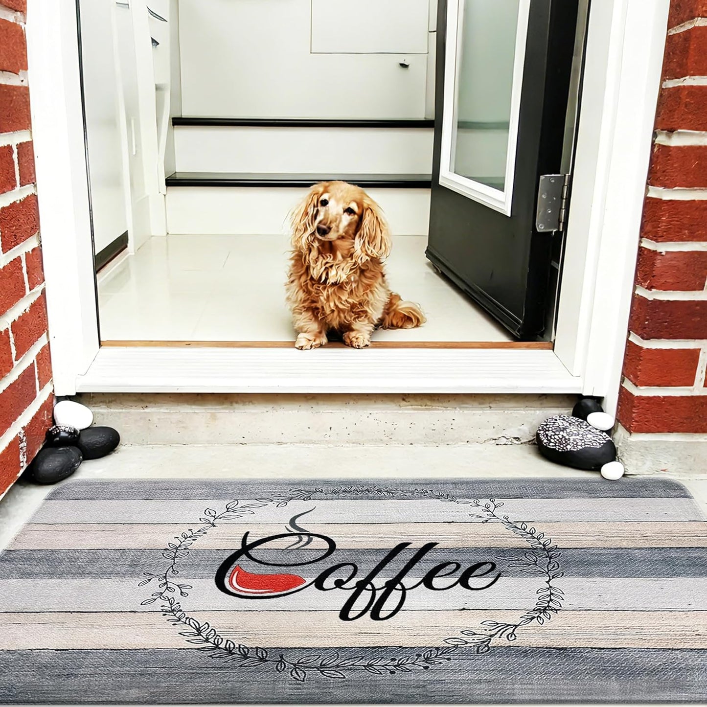 Coffee Kitchen Rug, 20"x47" Soft Velvet Kitchen Runner, Laundry Room Rugs Thickened TPR Bottom Floor Mat, Friendly for Kids & Pets, Multi-Use for Yoga Office, Coffee Station Rug Decor