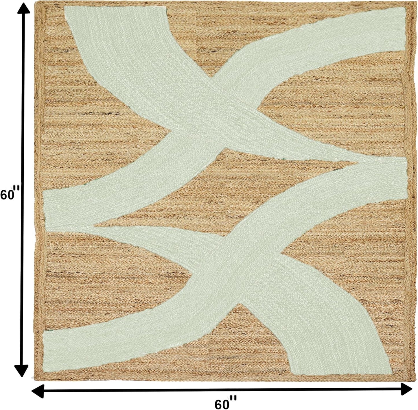 Premium Quality Jute Rug 4x6 Feet Area Rug Natural Fiber Jute Rugs Thick 0.27" Black Abstract Pattern Geometric Rugs for Kids Room, Living Room, Yoga Mat, Indoor Outdoor Carpet - Colors B