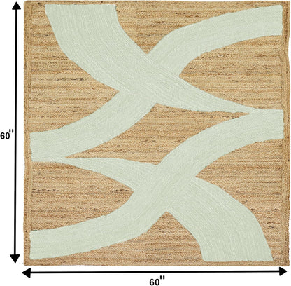Premium Quality Jute Rug 4x6 Feet Area Rug Natural Fiber Jute Rugs Thick 0.27" Black Abstract Pattern Geometric Rugs for Kids Room, Living Room, Yoga Mat, Indoor Outdoor Carpet - Colors C