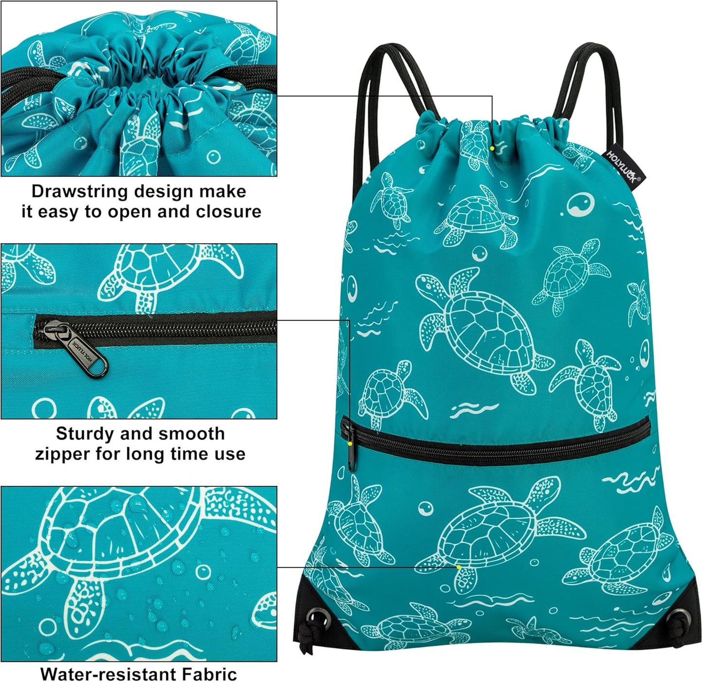 HOLYLUCK Drawstring Backpack Bag Sport Gym Sackpack - Colors A