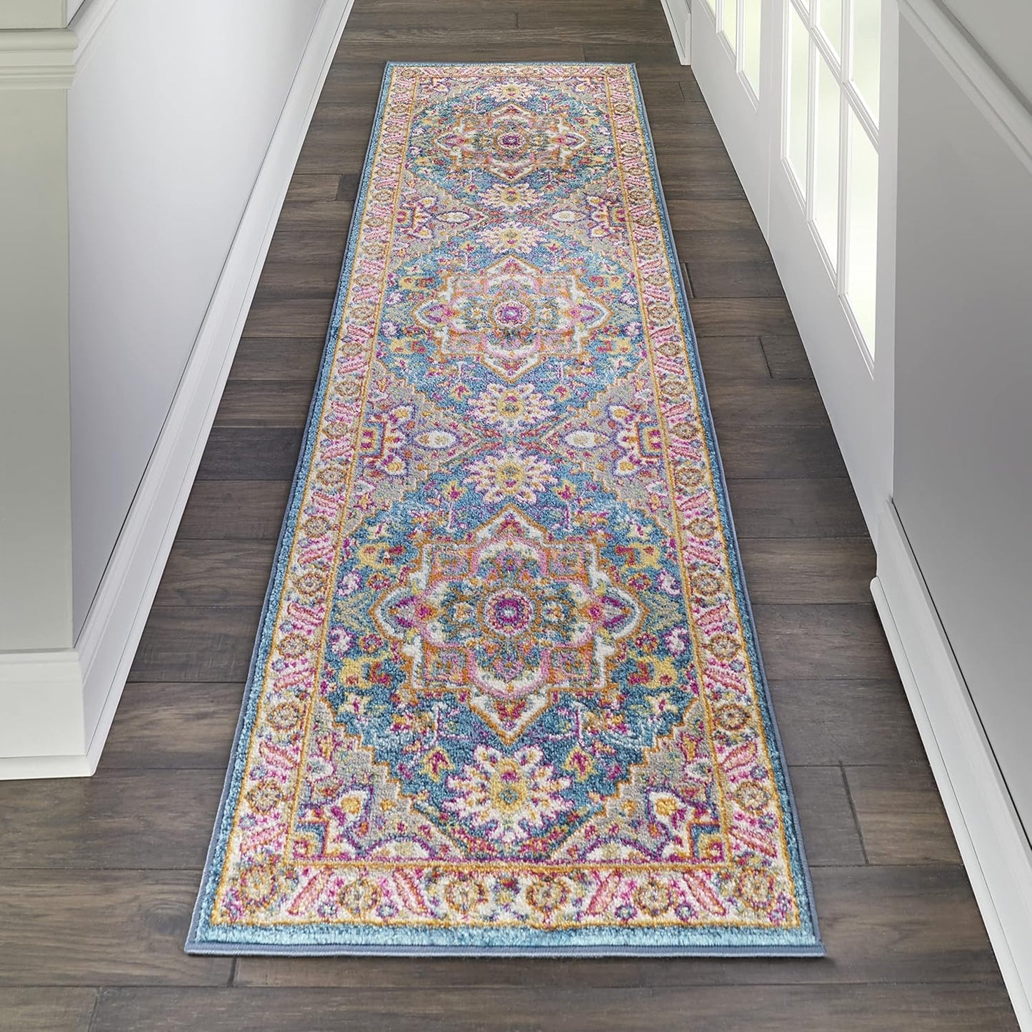 Nourison Home Passion Teal Multicolor 9' x 12' Area Rug - Easy Clean, Non Shedding, Bed Room, Living Room, Dining Room, Kitchen (9' x 12')