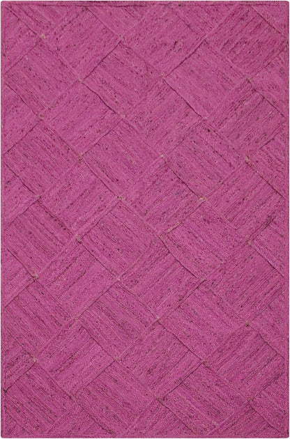 Hand Braided Jute 4 Ft Square Kilim Rug Flatweave Pink Geometric Pattern Jute Sisal Rug, Thick 0.27 Inch Indoor Outdoor Carpet for Kitchen, Bedside, Yoga Mat - Colors A