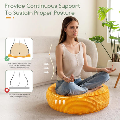 HIGOGOGO Floor Pillow Cushion for Adults, Meditation Cushion Pillow, Large Square Floor Sitting, Tufted Corduroy Cover, for Tatami Living Room or Yoga, 22x22 Inch, Dark Grey